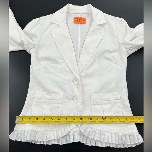 Juicy Couture Vintage Ruffle Trim Jacket White Cotton size 2 Made With Love P&G - Picture 9 of 12